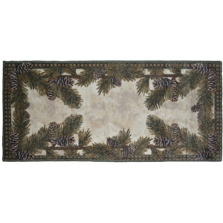 Mayberry Rug 20 x 44 in. Cozy Cabin Pine Cone Gingham Printed Nylon Kitchen Mat & Rug CC5265 20X44